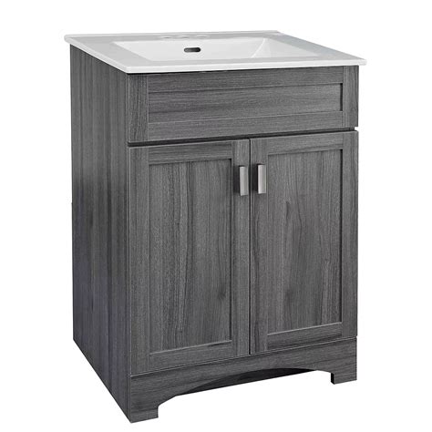 Featuring a soothing Pearl Gray finish, the vanity combo offers ample storage space for all of your bath needs with a white vanity top that comes with 2 integrated rectangular basins. . Glacier bay combo vanity
